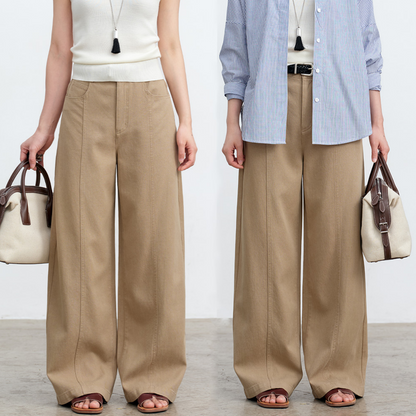 Premium Drape Khaki Pants | 54% Lyocell 46% Cotton Wide-Leg Trousers | New Arrivals