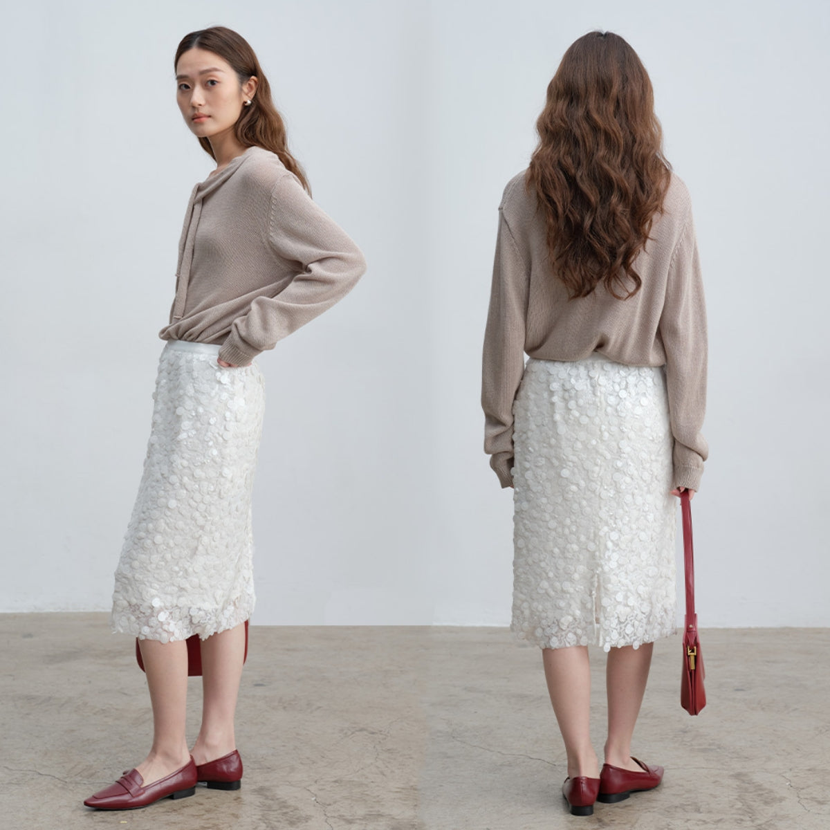 Soft & Skin-Friendly Tie-Neck Long Sleeve Knit Sweater | New Arrivals