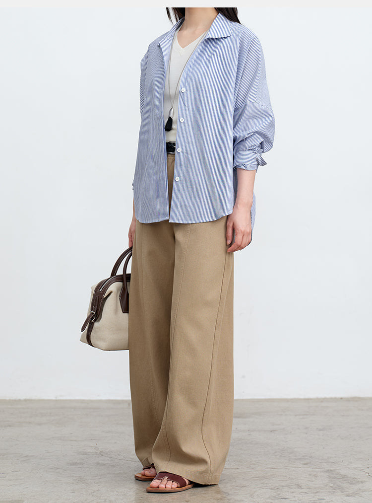 Premium Drape Khaki Pants | 54% Lyocell 46% Cotton Wide-Leg Trousers | New Arrivals