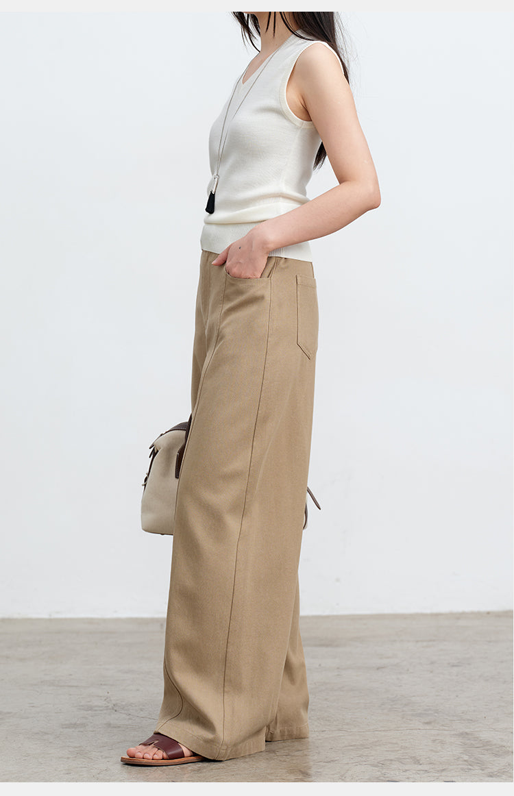 Premium Drape Khaki Pants | 54% Lyocell 46% Cotton Wide-Leg Trousers | New Arrivals