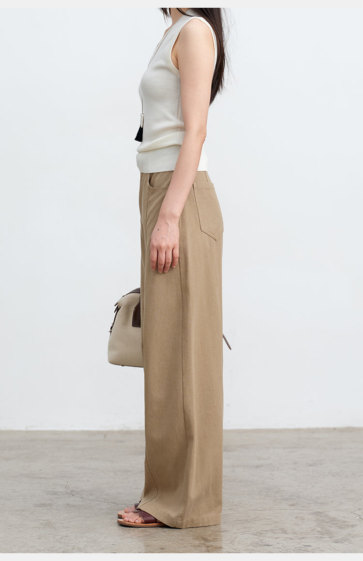 Premium Drape Khaki Pants | 54% Lyocell 46% Cotton Wide-Leg Trousers | New Arrivals