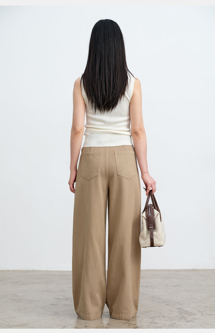 Premium Drape Khaki Pants | 54% Lyocell 46% Cotton Wide-Leg Trousers | New Arrivals