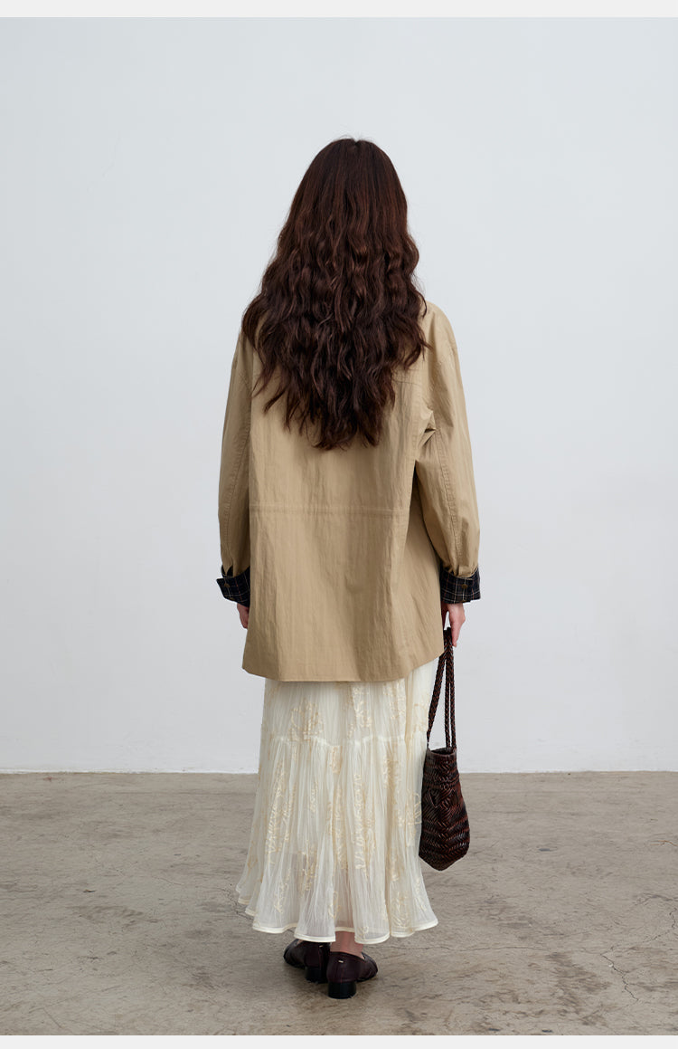 Khaki Corduroy Collar Casual Cotton-Blend Jacket | Spring Summer Coat | New Arrivals