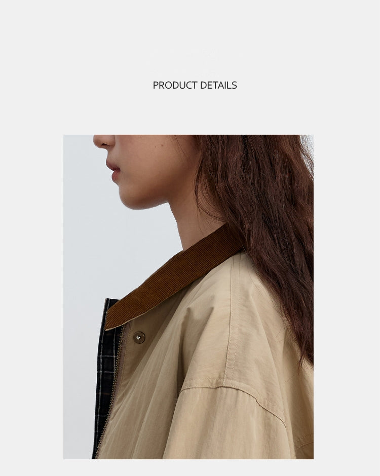 Khaki Corduroy Collar Casual Cotton-Blend Jacket | Spring Summer Coat | New Arrivals