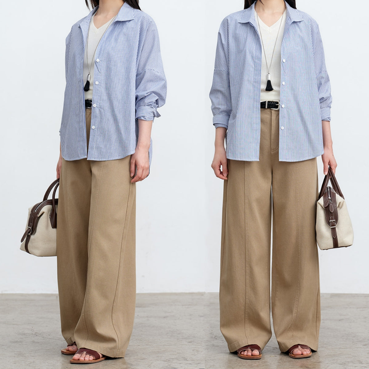 Premium Drape Khaki Pants | 54% Lyocell 46% Cotton Wide-Leg Trousers | New Arrivals