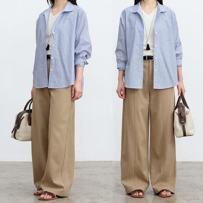 Premium Drape Khaki Pants | 54% Lyocell 46% Cotton Wide-Leg Trousers | New Arrivals